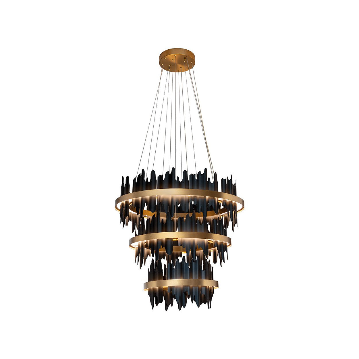 Icarus Sculptural Black and Gold Chandelier / Small