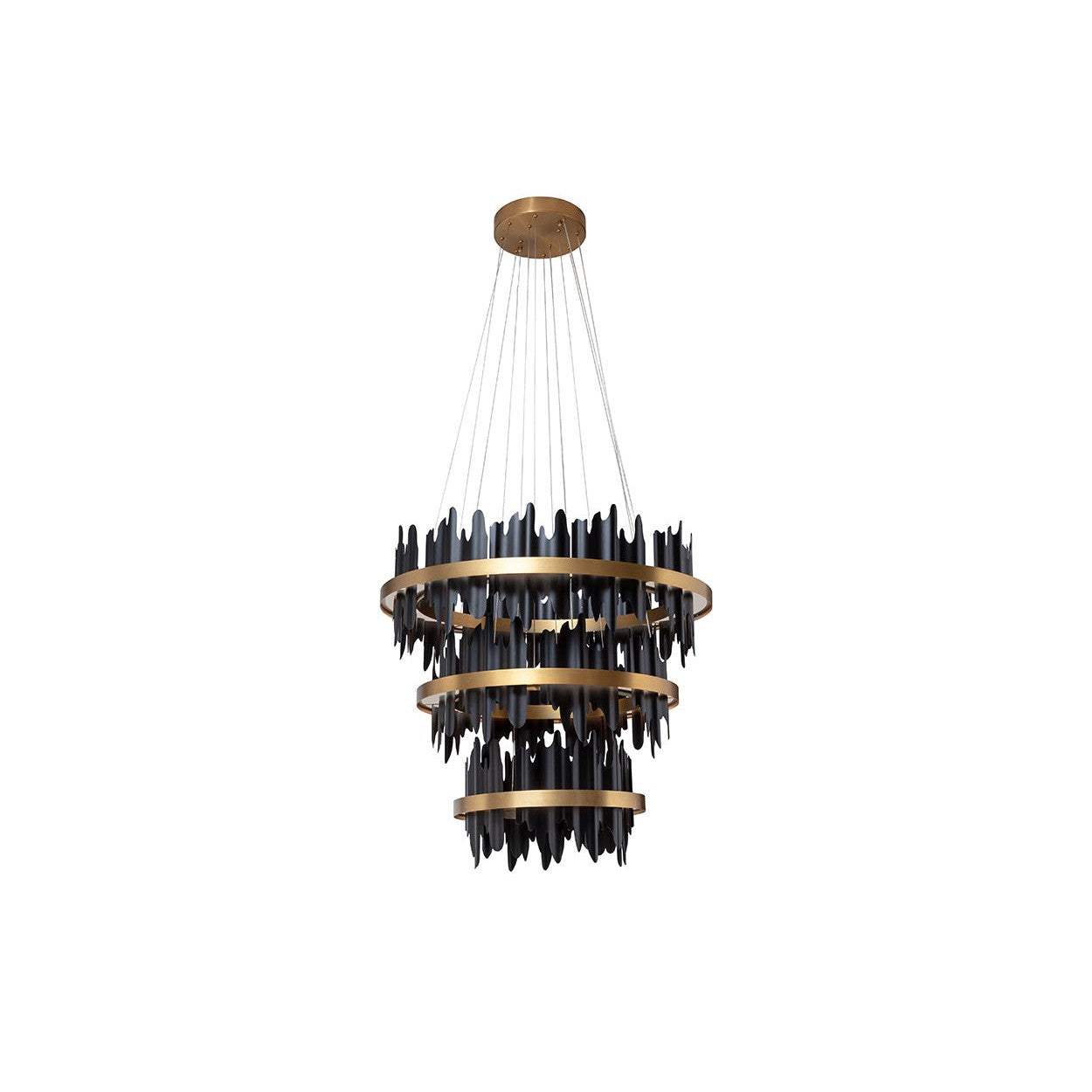 Icarus Sculptural Black and Gold Chandelier
