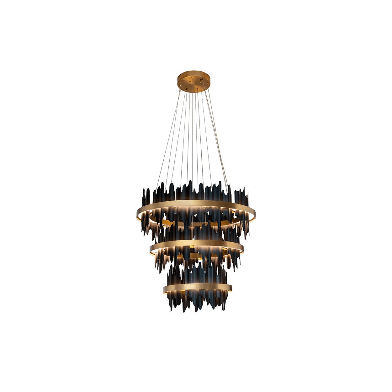 Icarus Sculptural Black and Gold Chandelier