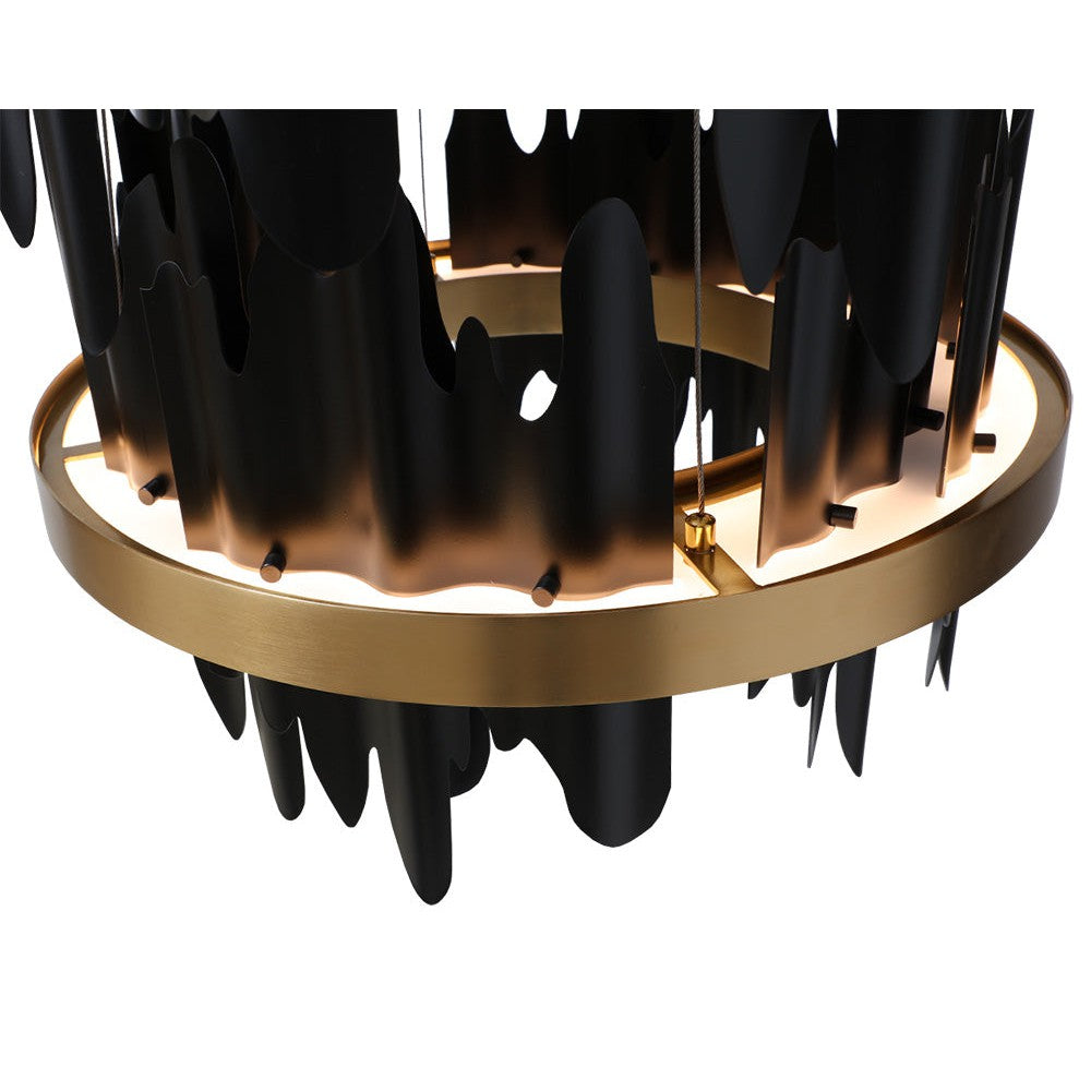 Icarus Sculptural Black and Gold Chandelier