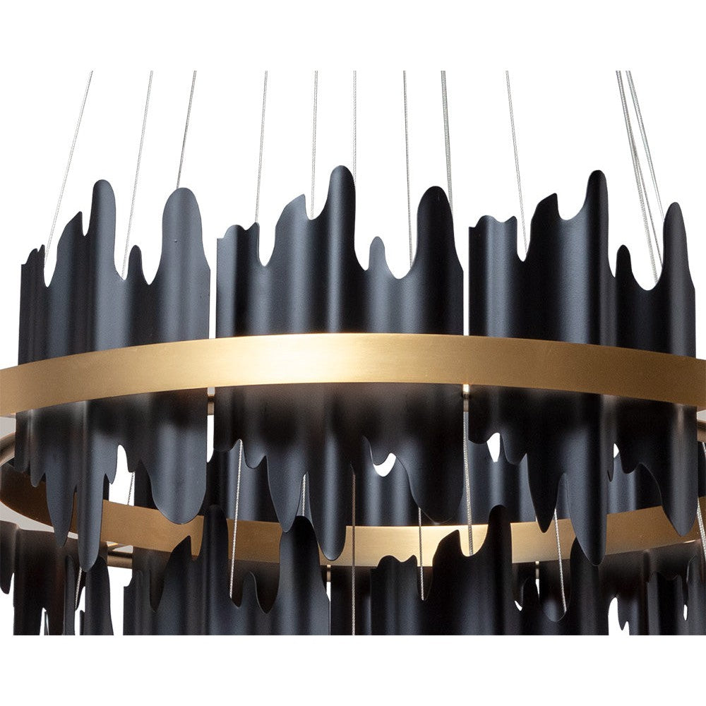 Icarus Sculptural Black and Gold Chandelier