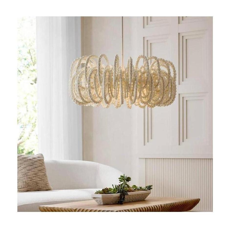 Keely Draped White Wood Chandelier
