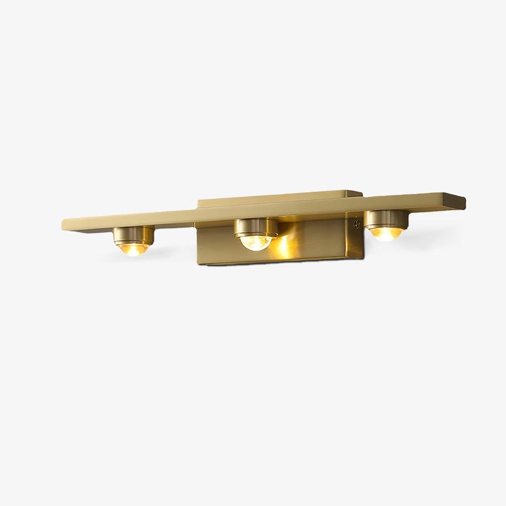 Kent Minimalist LED Halo Wall Light / L 2.7″ x W 3.7″ x H 3.1″ / L 6.8cm x W 9.5cm x H 8cm / Brass & Transparent / Warm White
