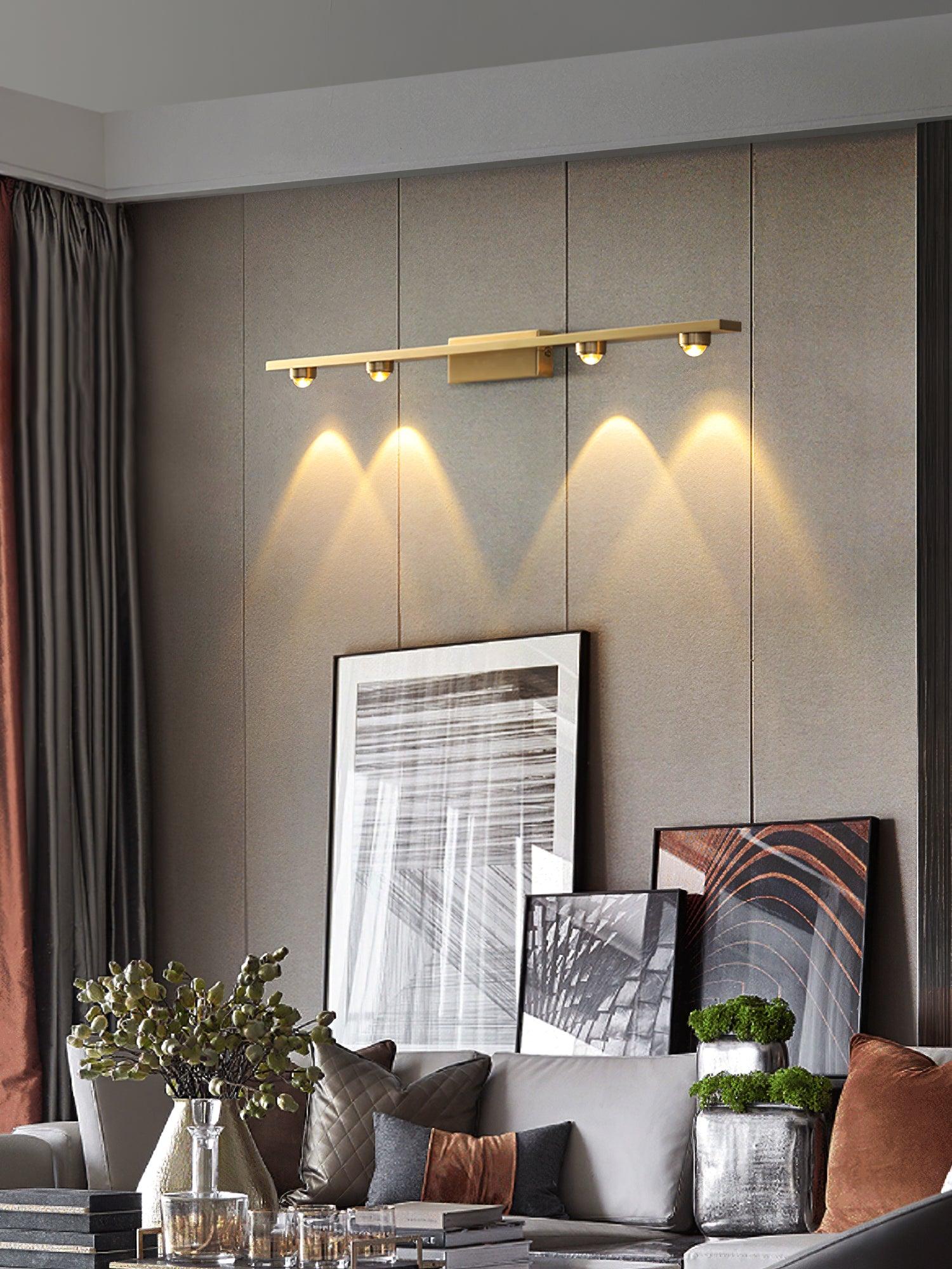 Kent Minimalist LED Halo Wall Light / L 2.7″ x W 3.7″ x H 3.1″ Set Of 2 / Brass & Transparent / Cool White