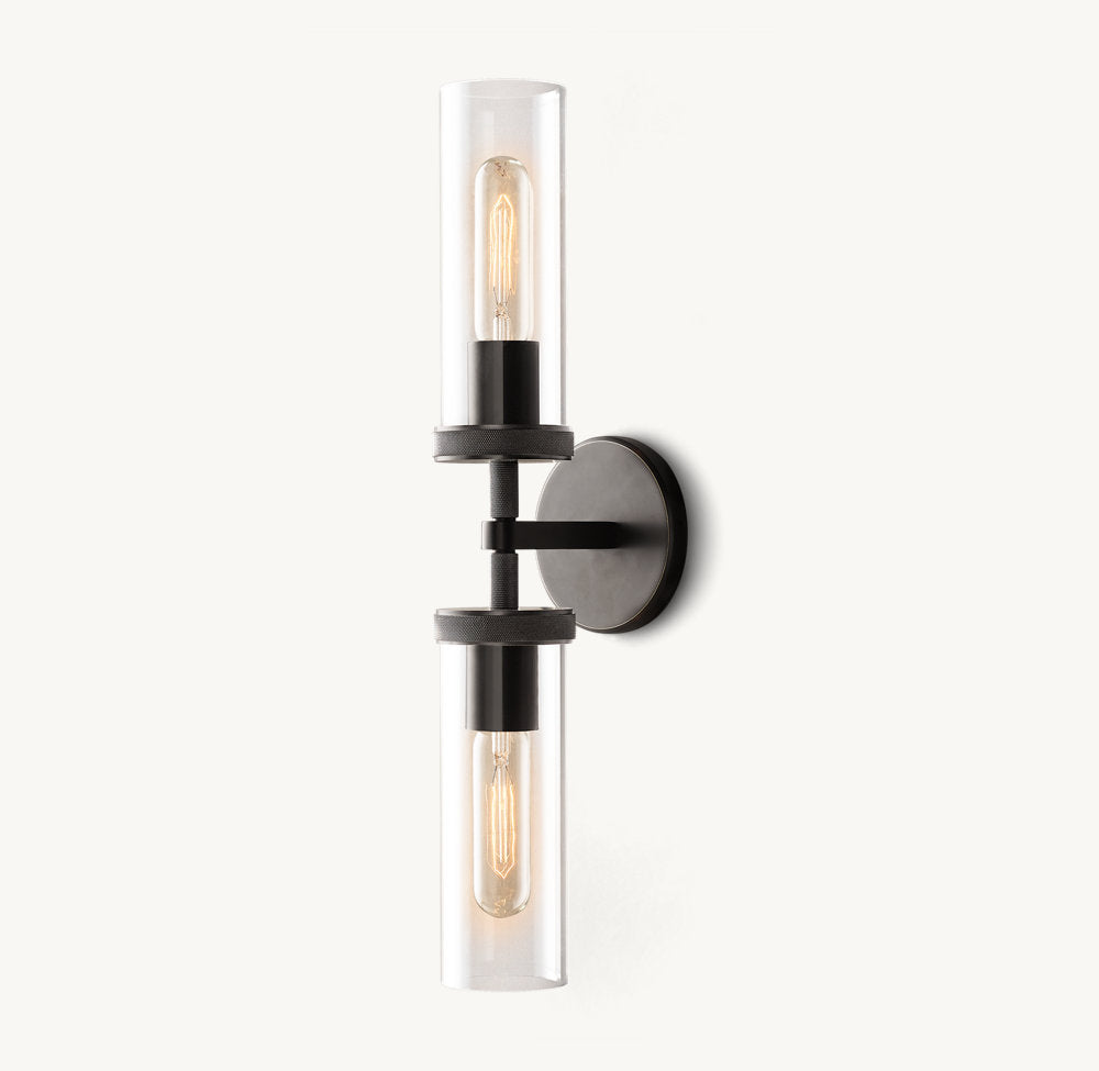 Knurled Crystal Cylinder Vanity Light