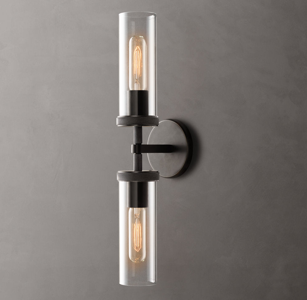 Knurled Crystal Cylinder Vanity Light