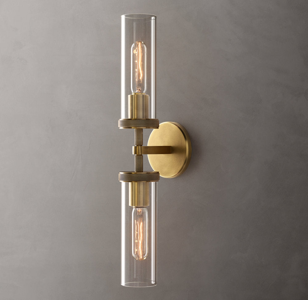 Knurled Crystal Cylinder Vanity Light