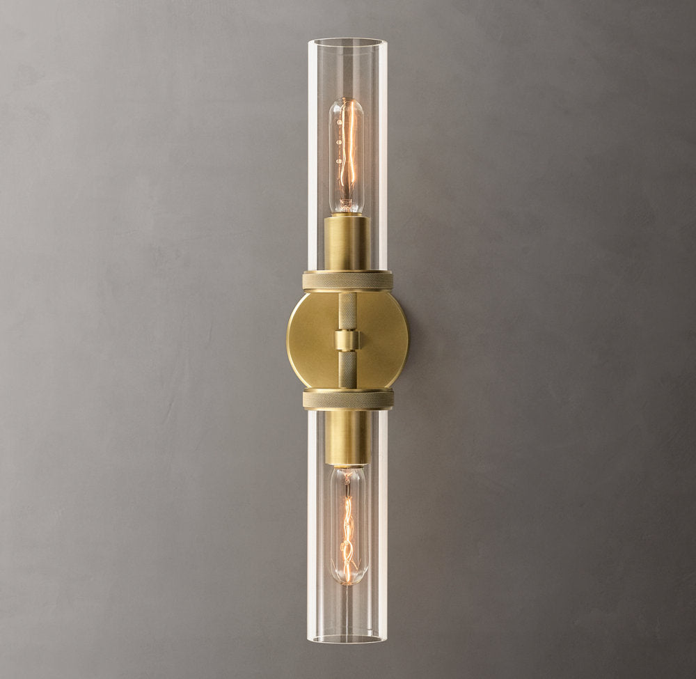 Knurled Crystal Cylinder Vanity Light