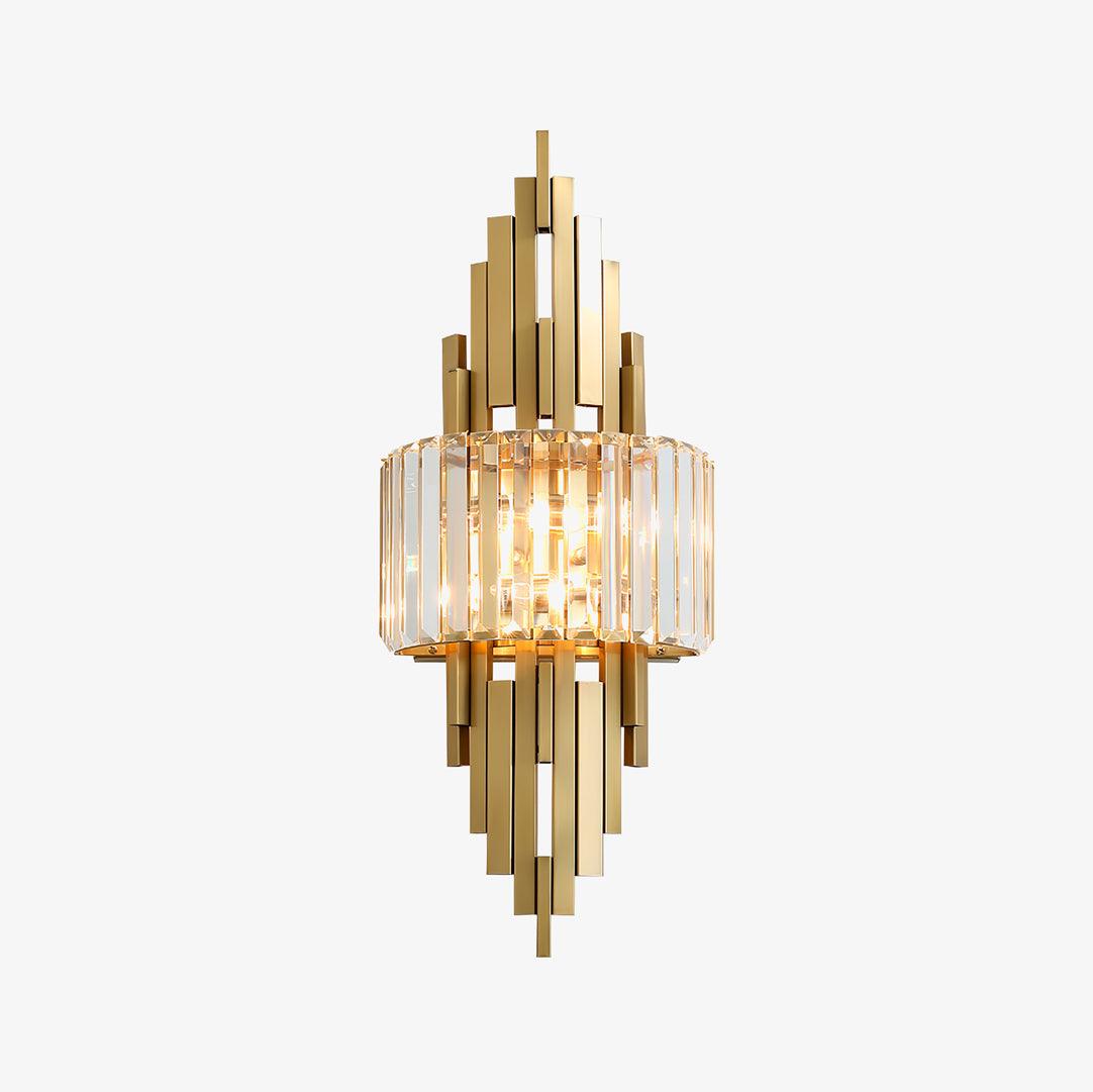 Kubica Geometric Crystal Wall Light / ∅ 9.8″ x H 15.7″ / Dia 25cm x H 40cm / Gold & Clear crystal glass