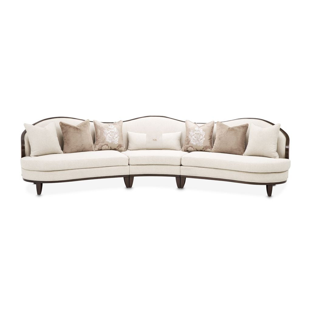 Michael Amini Camellia Field 3-Piece Chenille Sofa - Linen/Warm Pecan