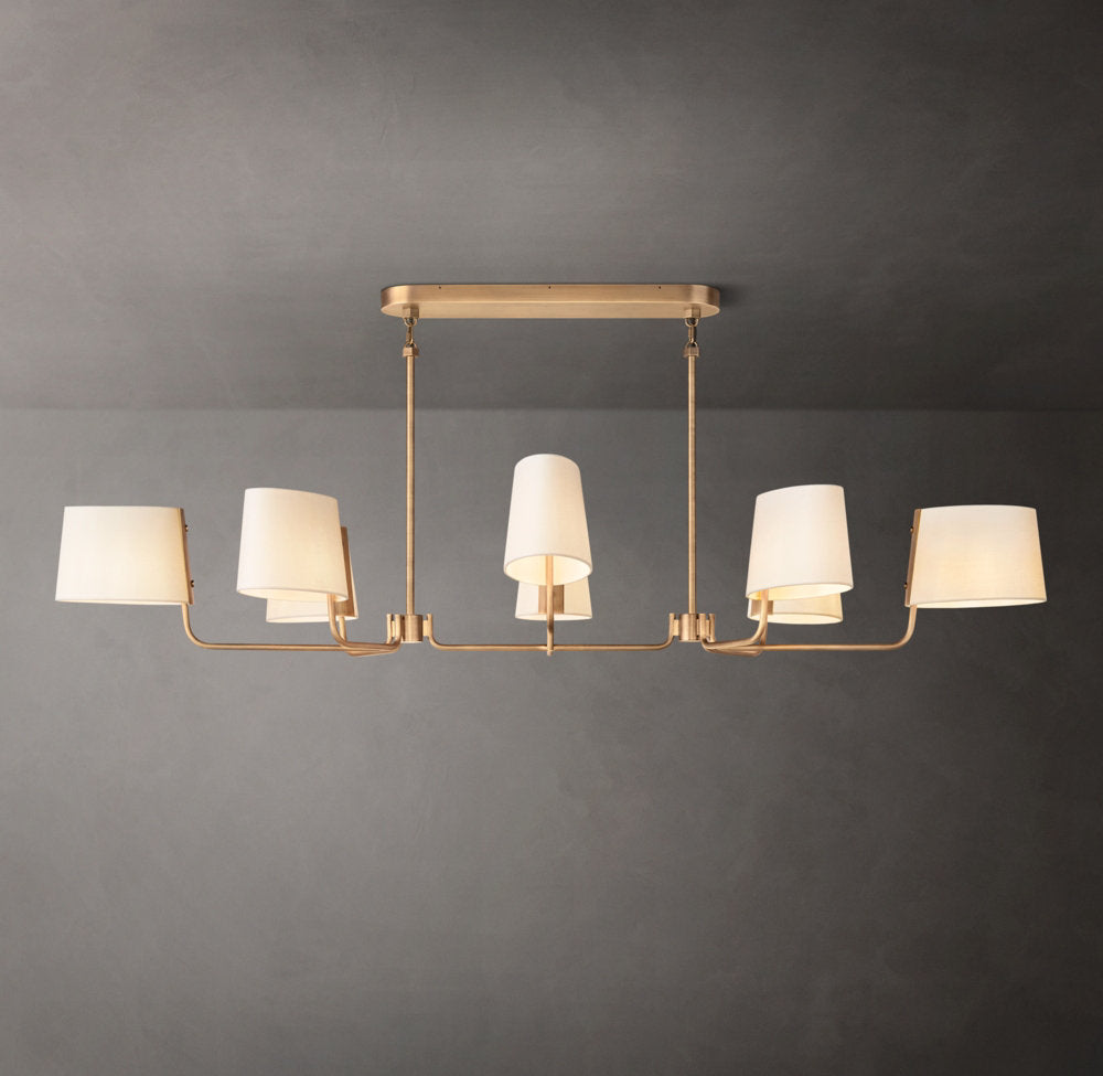 Linen Shade Brass Branch Chandelier