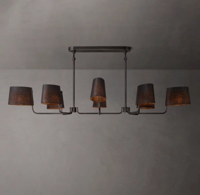 Linen Shade Brass Branch Chandelier