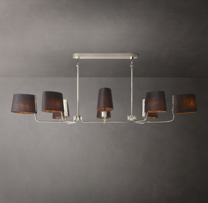Linen Shade Brass Branch Chandelier