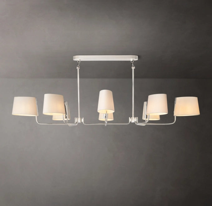Linen Shade Brass Branch Chandelier