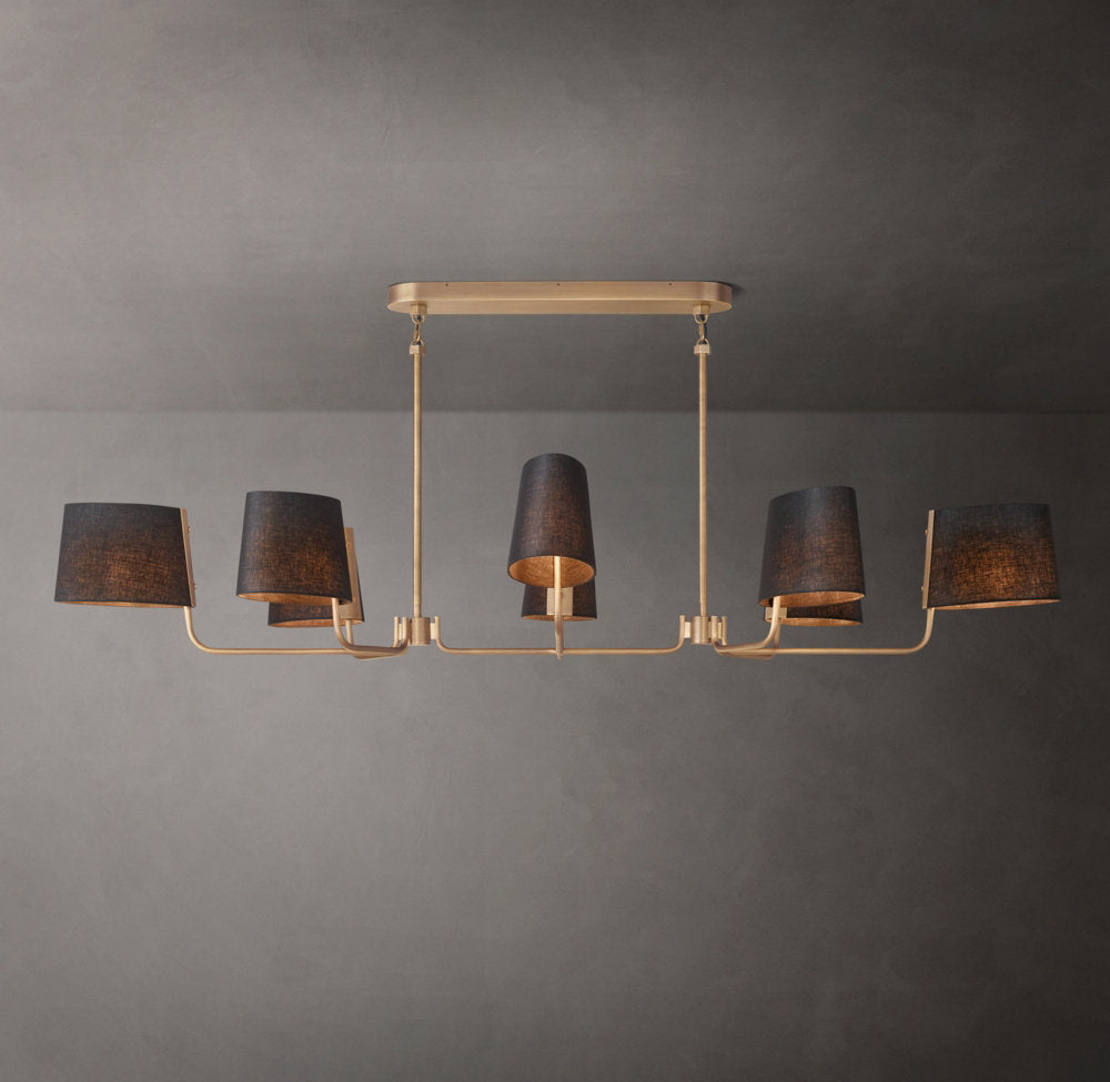 Linen Shade Brass Branch Chandelier