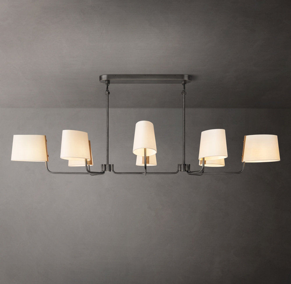 Linen Shade Brass Branch Chandelier