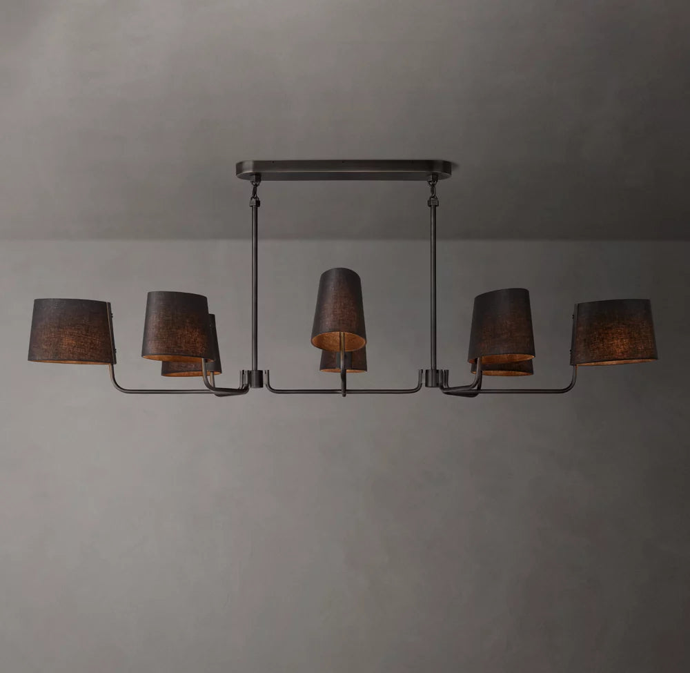 Linen Shade Brass Branch Chandelier