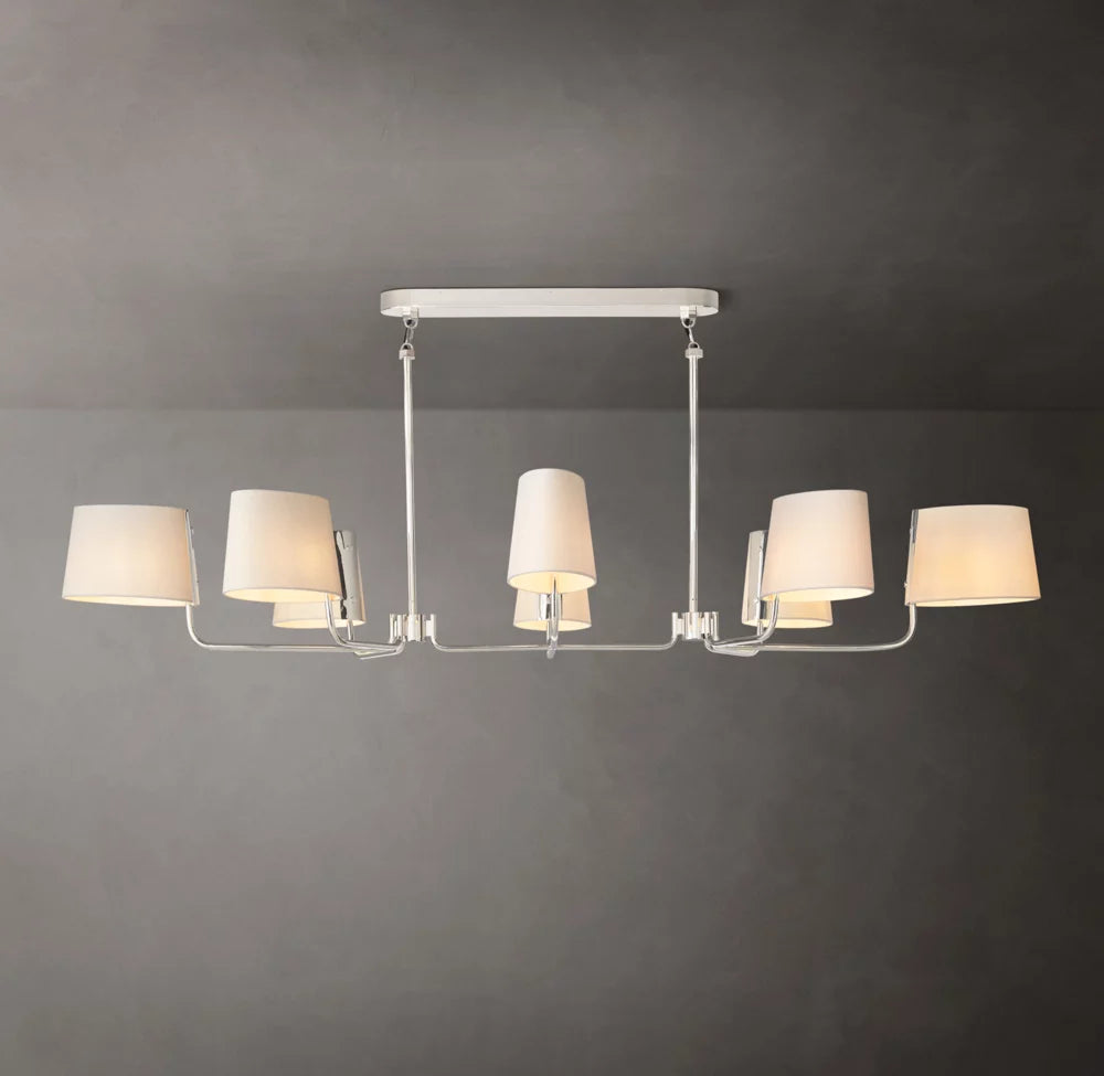 Linen Shade Brass Branch Chandelier