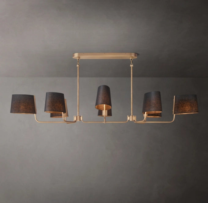Linen Shade Brass Branch Chandelier