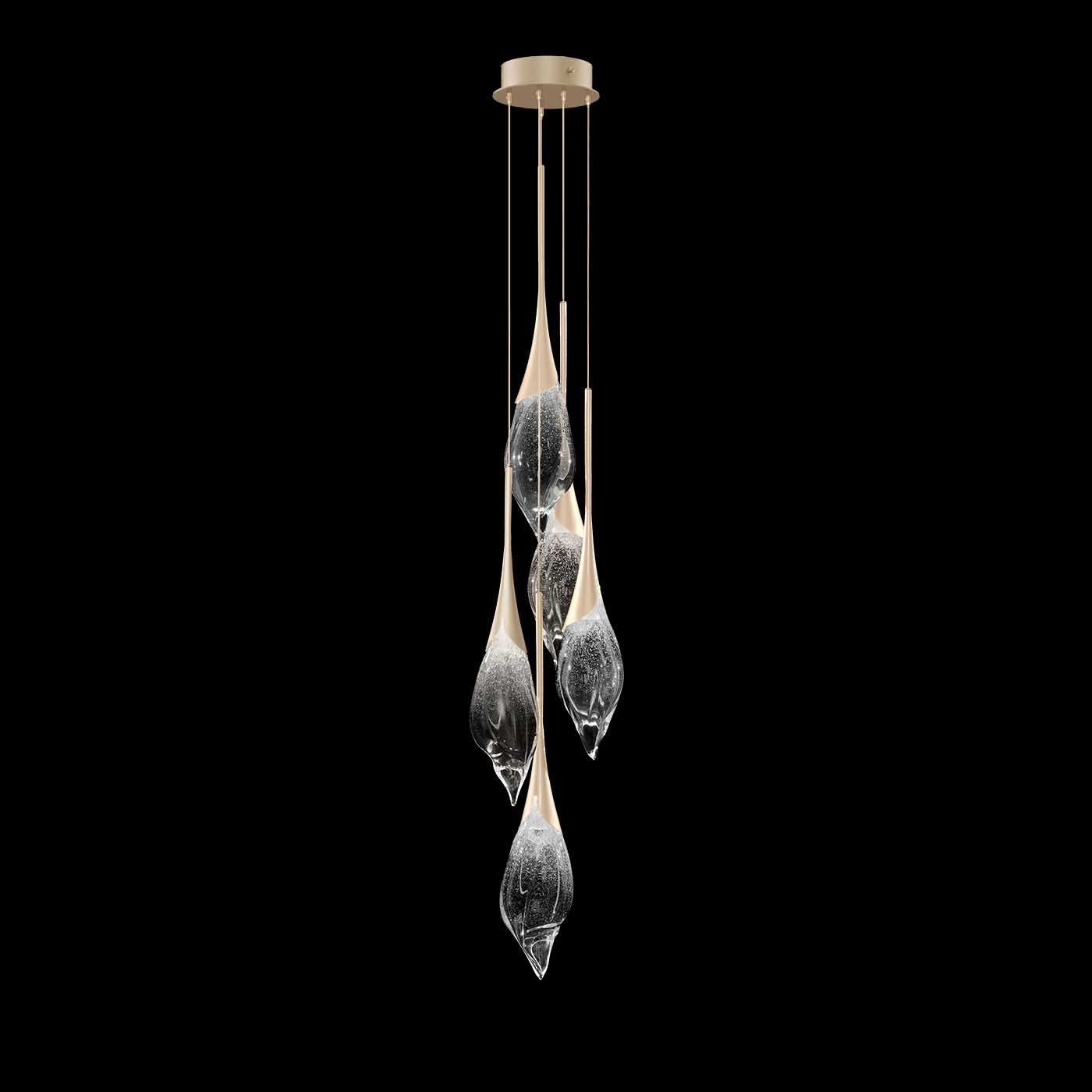 Mayu Hand-Pulled Glass Pendant / Champagne