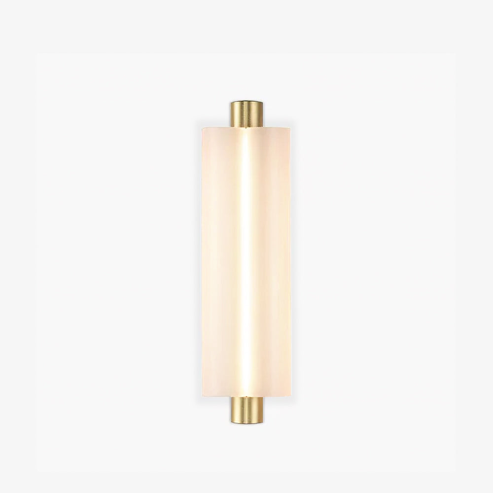 Metropol Sculptural LED Wall Light / ∅ 4.8″ x H 15″ / Dia 11cm x H 38cm Set of 2 / Gold & Frosted White / Warm Light
