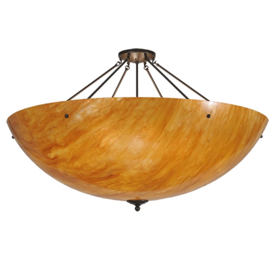 Meyda Tiffany Madison 8 Light 48" Wide Semi-Flush Bowl Ceiling Fixture with Amber Shade - Timeless Bronze Finish