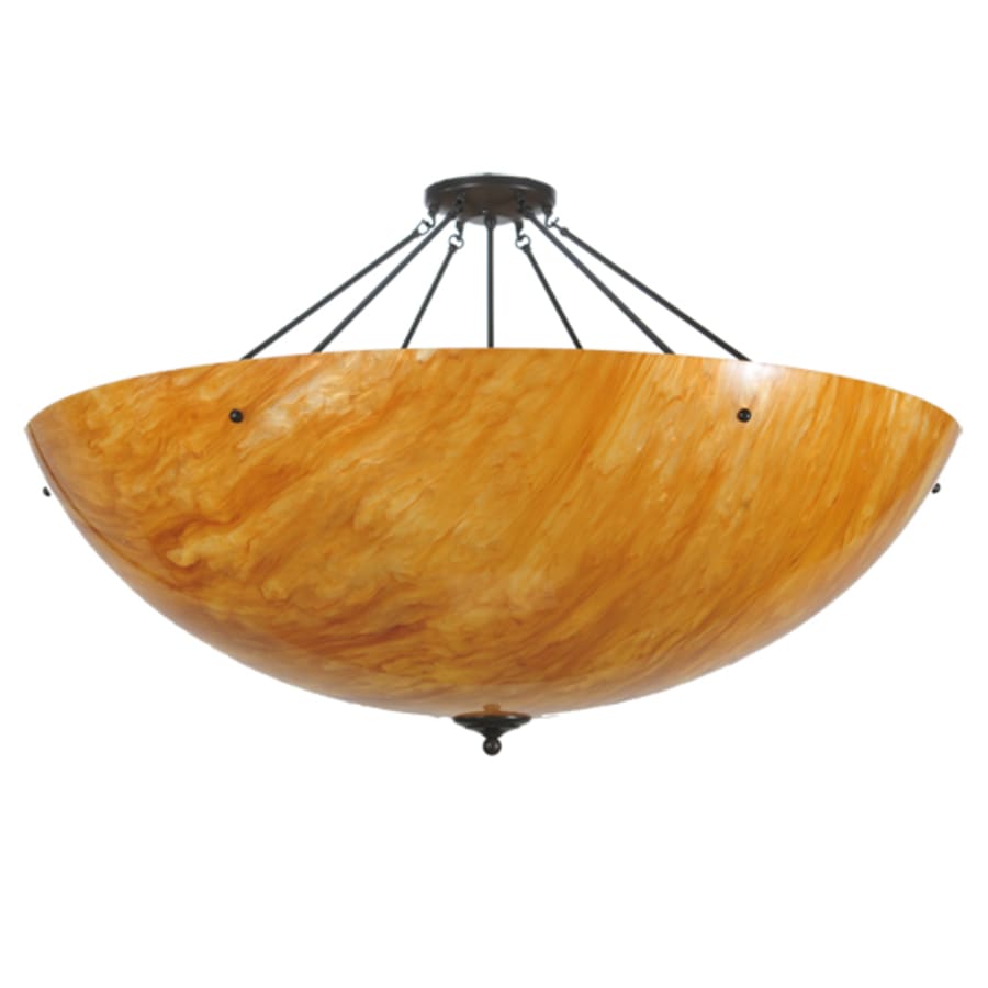 Meyda Tiffany Madison 8 Light 48" Wide Semi-Flush Bowl Ceiling Fixture with Amber Shade - Timeless Bronze Finish