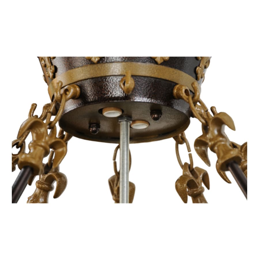 Meyda Tiffany Fleur-de-lis 4 Light 28" Wide Semi-Flush Bowl Ceiling Fixture - Copper Vein Bake / Nu Gold Finish
