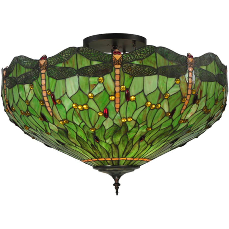 Meyda Tiffany Tiffany Hanginghead Dragonfly 5 Light 38" Wide Semi-Flush Bowl Ceiling Fixture