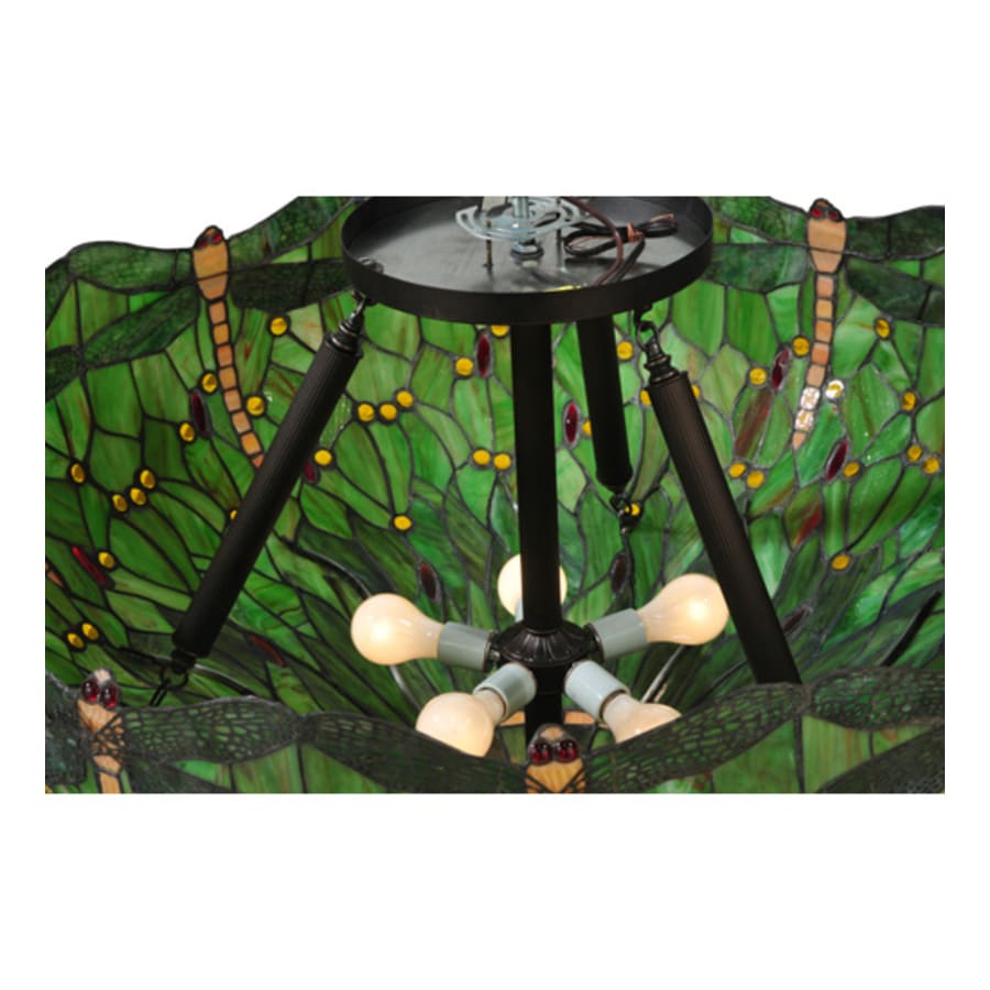 Meyda Tiffany Tiffany Hanginghead Dragonfly 5 Light 38" Wide Semi-Flush Bowl Ceiling Fixture