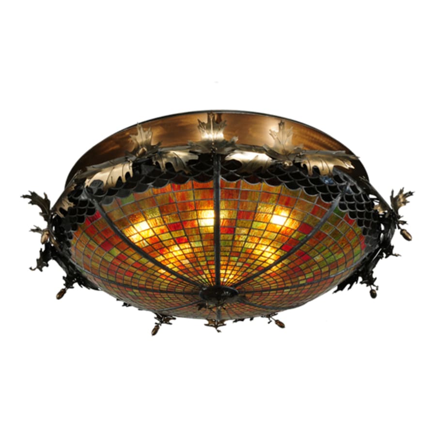Meyda Tiffany Greenbriar Oak 6 Light 44" Wide Semi-Flush Bowl Ceiling Fixture