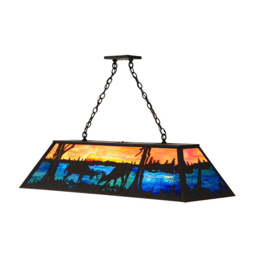 Meyda Tiffany Battling Bucks 9 Light 48" Wide Linear Pendant