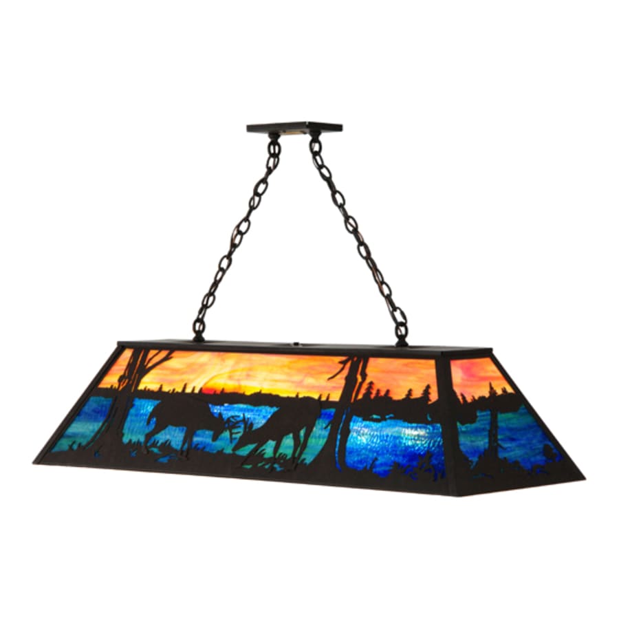 Meyda Tiffany Battling Bucks 9 Light 48" Wide Linear Pendant