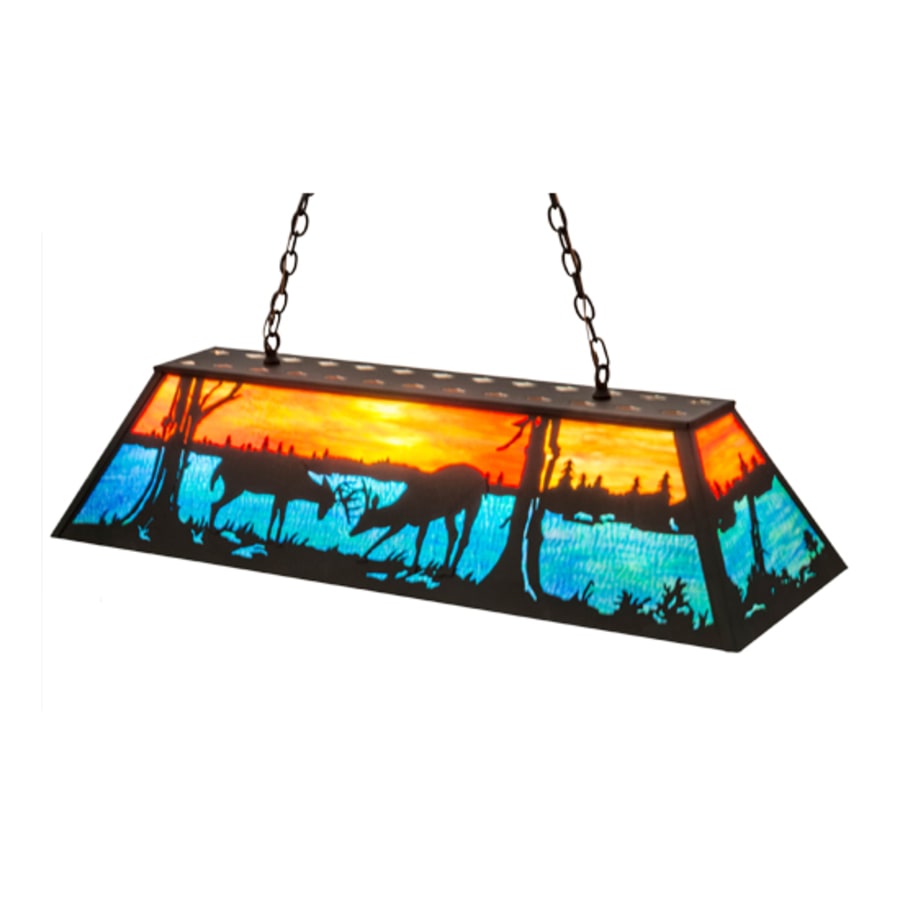 Meyda Tiffany Battling Bucks 9 Light 48" Wide Linear Pendant