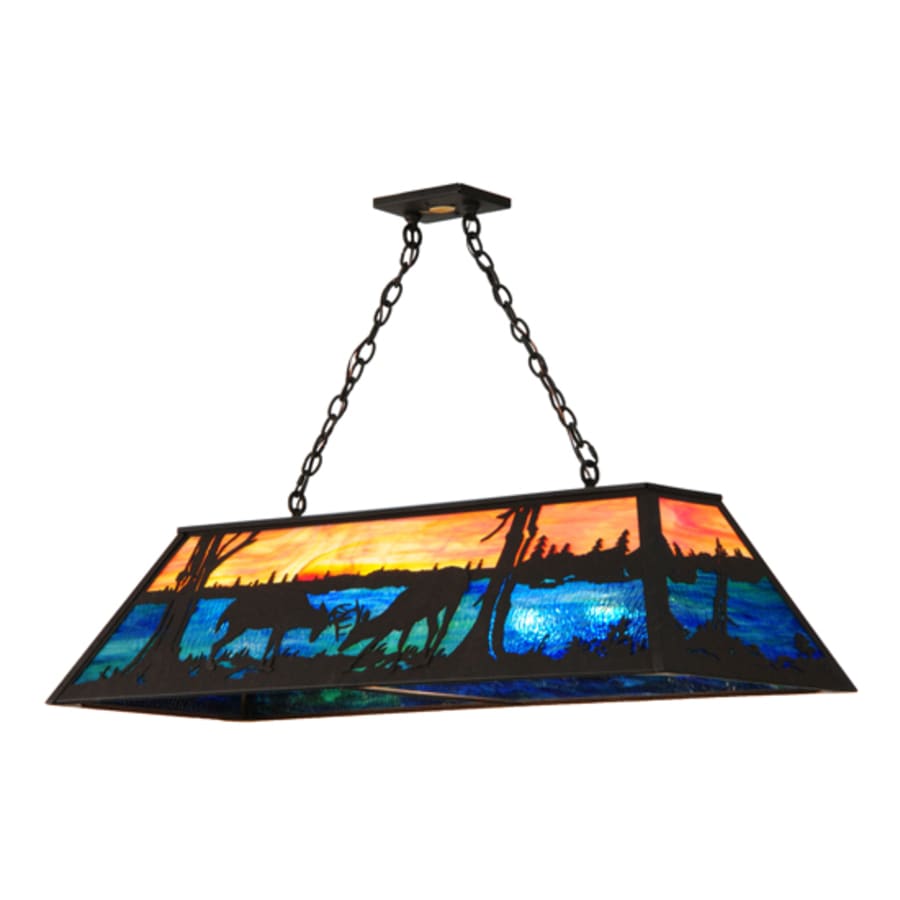 Meyda Tiffany Battling Bucks 9 Light 48" Wide Linear Pendant
