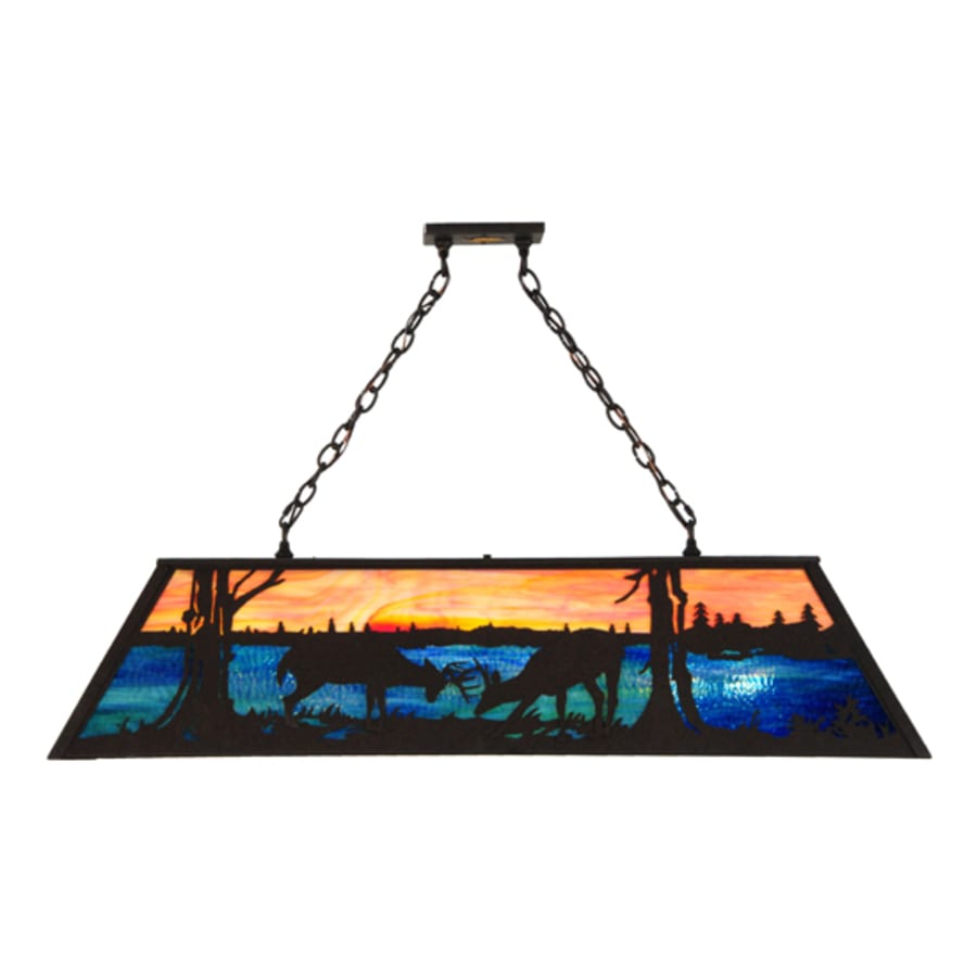 Meyda Tiffany Battling Bucks 9 Light 48" Wide Linear Pendant