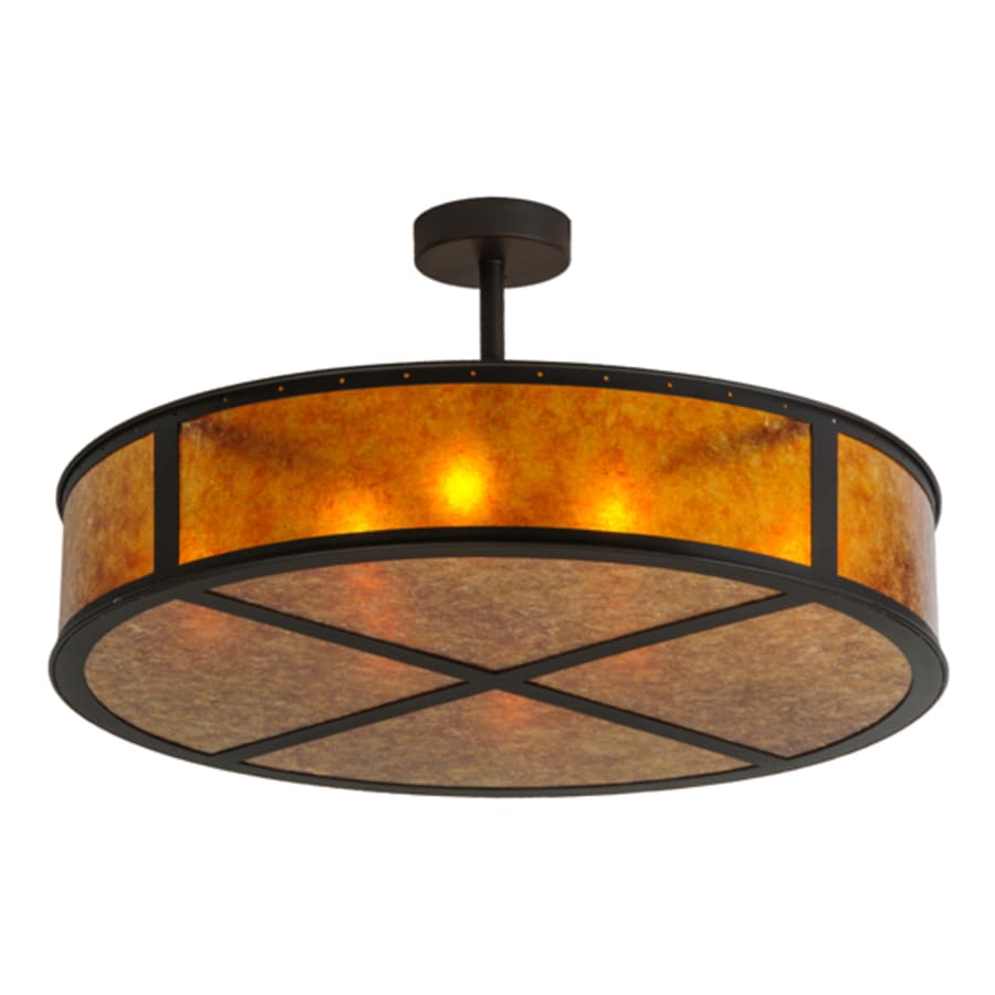 Meyda Tiffany Smythe Craftsman 8 Light 44" Wide Semi-Flush Drum Ceiling Fixture