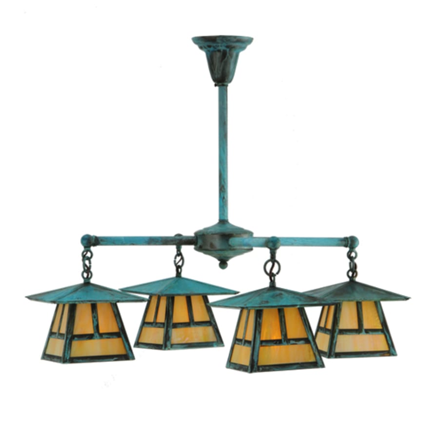 Meyda Tiffany Craftsman Signature 4 Light 32" Wide Semi-flush Ceiling Fixture