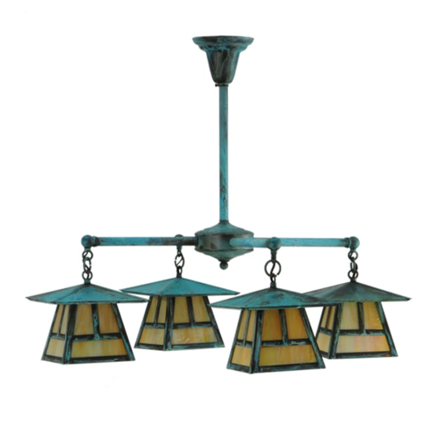 Meyda Tiffany Craftsman Signature 4 Light 32" Wide Semi-flush Ceiling Fixture