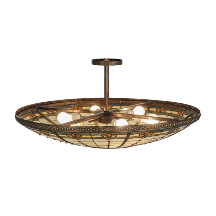 Meyda Tiffany Fleur-de-lis 6 Light 36" Wide Semi-Flush Bowl Ceiling Fixture