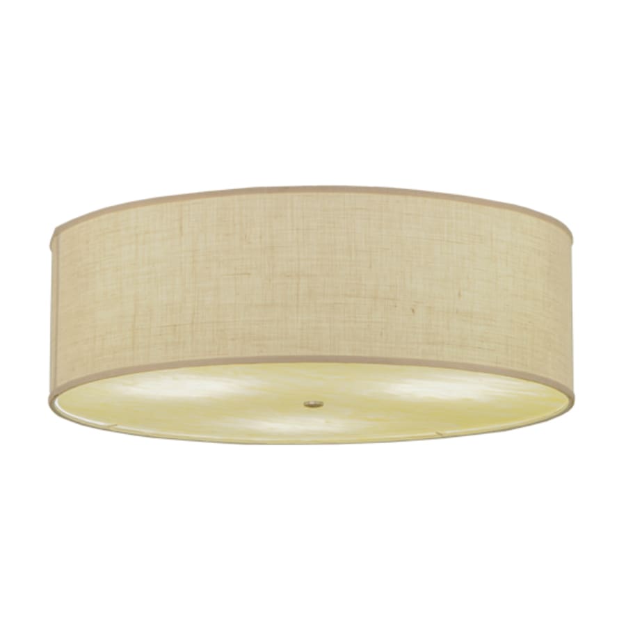 Meyda Tiffany Cilindro 3 Light 36" Wide Semi-Flush Drum Ceiling Fixture with White Burlap Shade - Nickel Finish - GX24q-3 Bulb Base