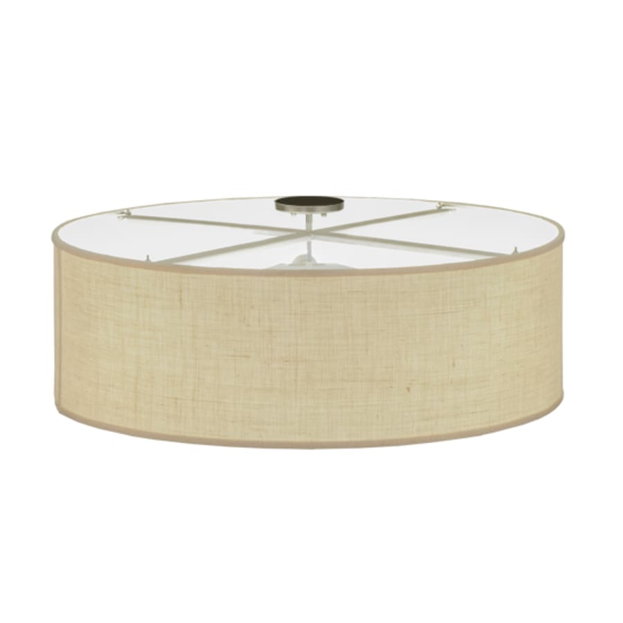 Meyda Tiffany Cilindro 3 Light 36" Wide Semi-Flush Drum Ceiling Fixture with White Burlap Shade - Nickel Finish - GX24q-3 Bulb Base