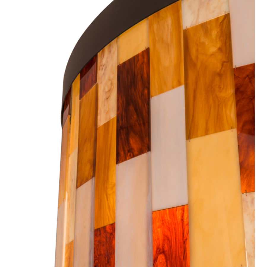 Meyda Tiffany Cilindro Calico 6 Light 24" Tall Flush Mount Drum Ceiling Fixture - Oil Rubbed Bronze Finish