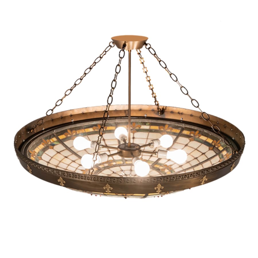 Meyda Tiffany Fleur-de-Lite 6 Light 38" Wide Semi-Flush Bowl Ceiling Fixture