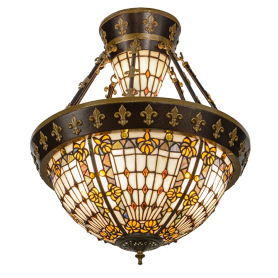 Meyda Tiffany Fleur-de-lis 4 Light 19" Wide Semi-Flush Bowl Ceiling Fixture