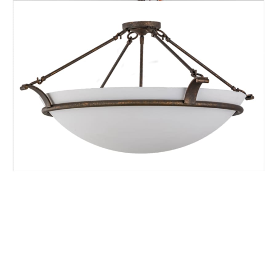 Meyda Tiffany Almeria 4 Light 32" Wide Semi-Flush Bowl Ceiling Fixture with Statuario Idalight Shade - Gilded Tobacco Finish