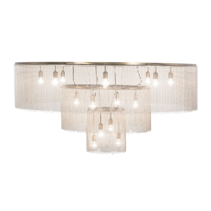 Meyda Tiffany Niagara 16 Light 72" Wide Flush Mount Ceiling Fixture - Antique Copper / Nickel Finish