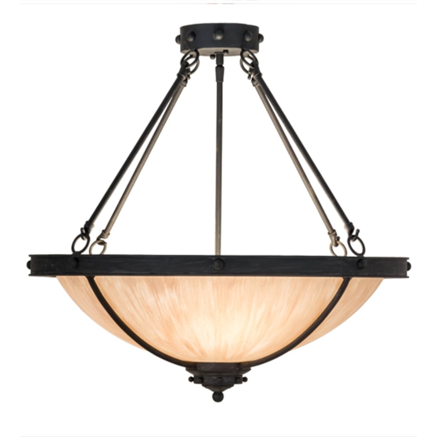 Meyda Tiffany Freya 3 Light 24" Wide Semi-Flush Bowl Ceiling Fixture - Costello Black Finish