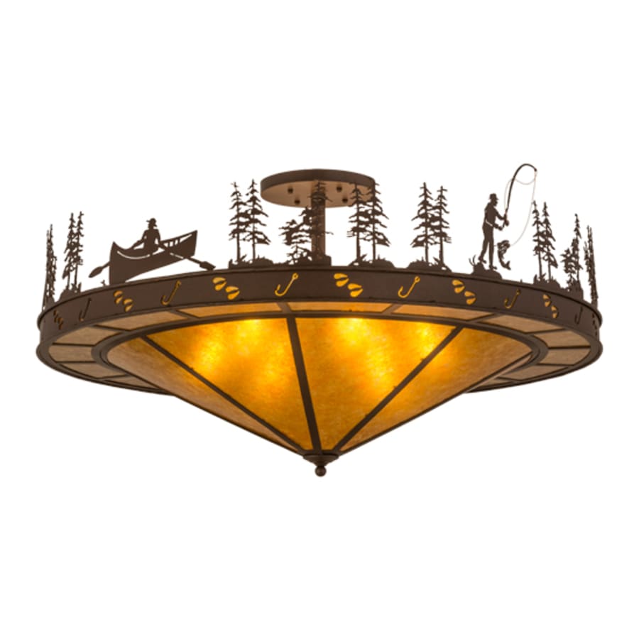 Meyda Tiffany Fishtracks 6 Light 48" Wide Semi-Flush Ceiling Fixture