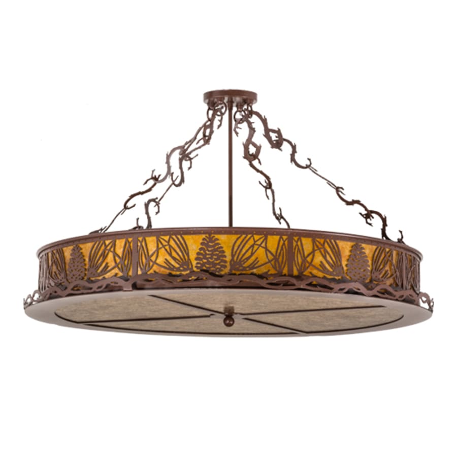 Meyda Tiffany Mountain Pine 4 Light 36" Wide Semi-Flush Drum Ceiling Fixture - Rust Finish
